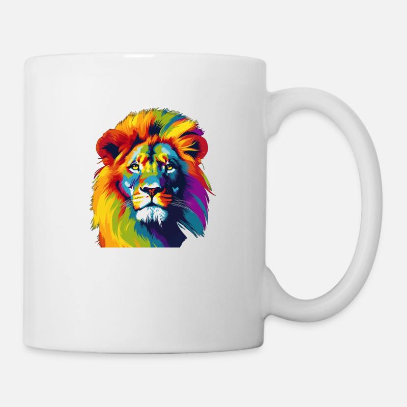 Lion couleurs néon fluorescent brillant - Mug blanc - blanc