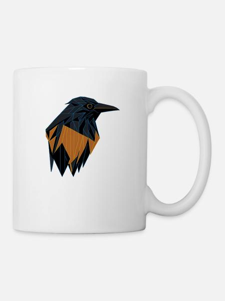 Geometrischer Rabe - Tasse - Weiß