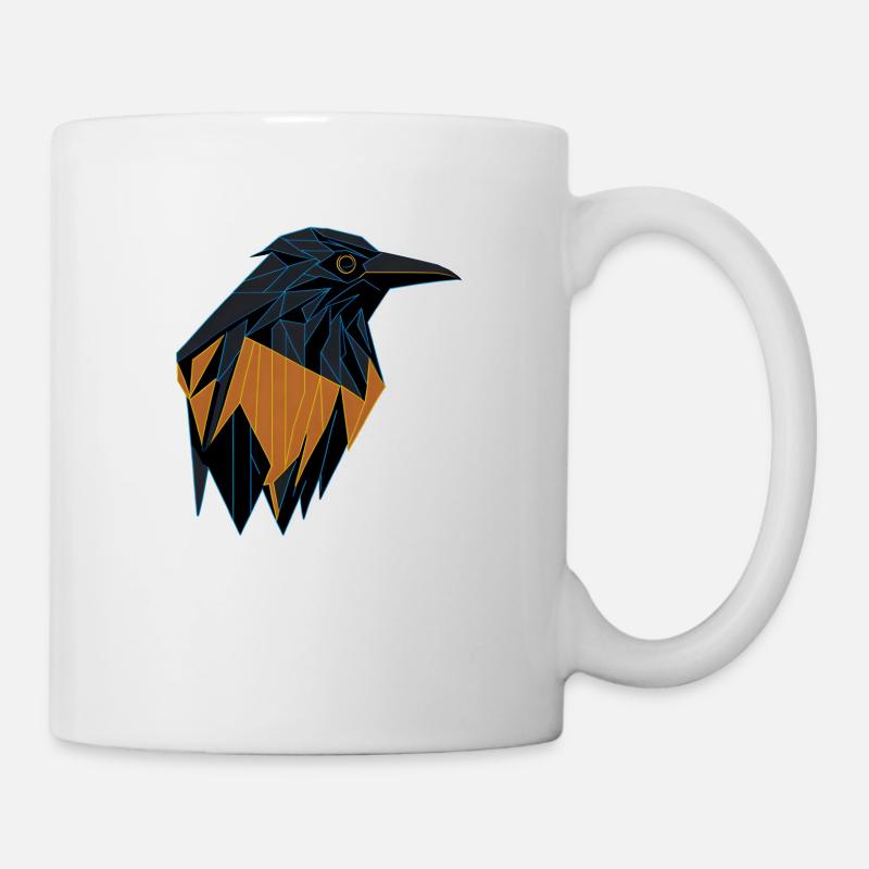 Geometrischer Rabe - Tasse - Weiß