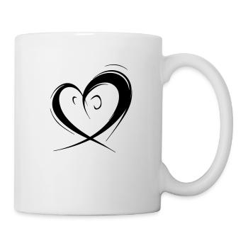romantisches geschwungenes Herz für Valetninstag - Tasse - Weiß - Rechts