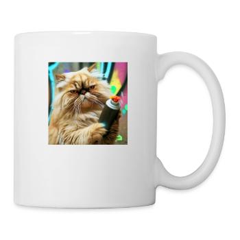 Persian cat Negan as a sprayer - Mug - white - Right