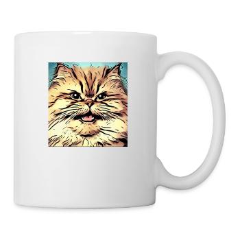 Perserkatze Negan im Comic Stil - Tasse - Weiß - Rechts