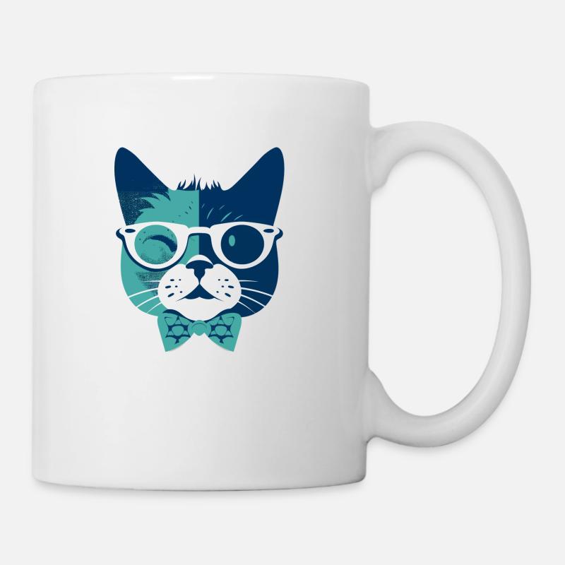Hipster Katze - Tasse - Weiß