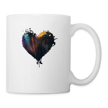 Herz Farbtropfen Bunt - Tasse - Weiß - Rechts