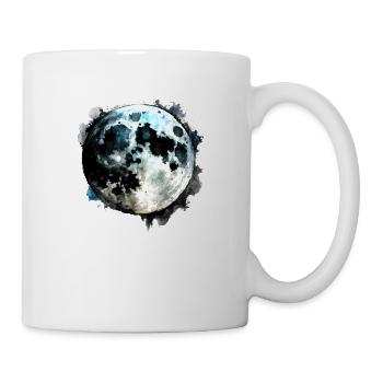 Mond Aquarell Wasserfarben - Tasse - Weiß - Rechts