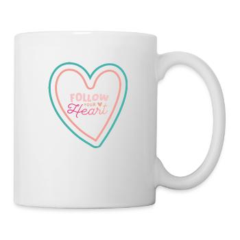Follow Your Heart, Cute Heart Art Design - Mug - white - Right