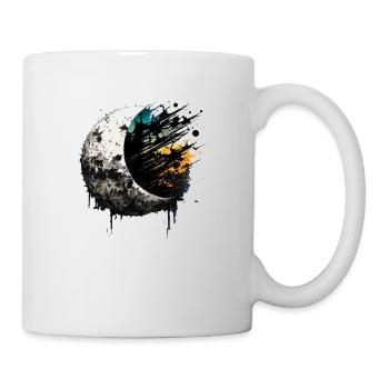 Halbmond Farbtropfen Bunt - Tasse - Weiß - Rechts