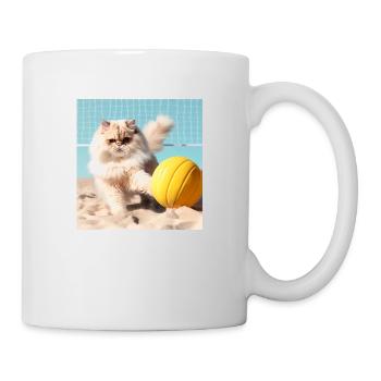 Le chat persan Negan joue au beach-volley - Mug blanc - blanc - Droite