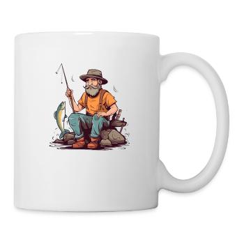 Papi pêche - Mug blanc - blanc - Droite