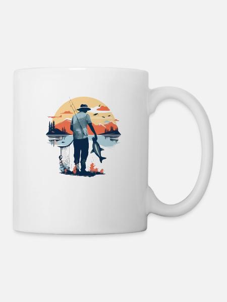 Angeln im See - Tasse - Weiß