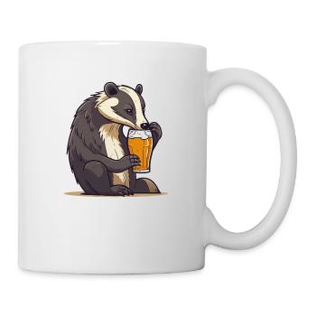 Le blaireau boit de la bière - Mug blanc - blanc - Droite