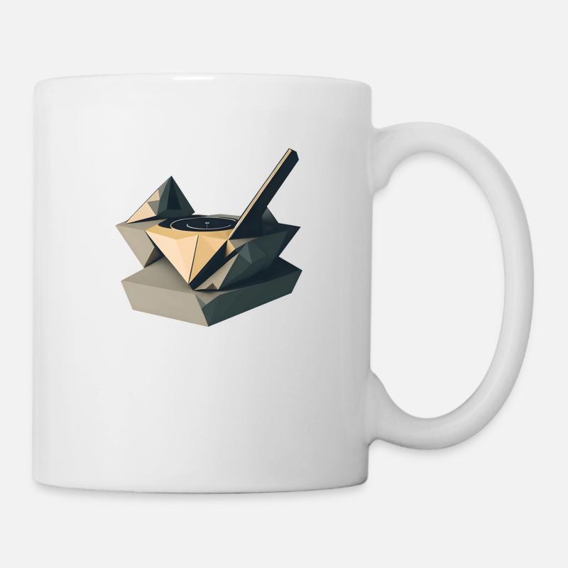 Geometric Vinyl Record Player - Mug - white