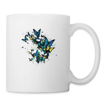 Blue Butterfly Art Garden Beautiful Butterflies - Tasse - Weiß - Rechts