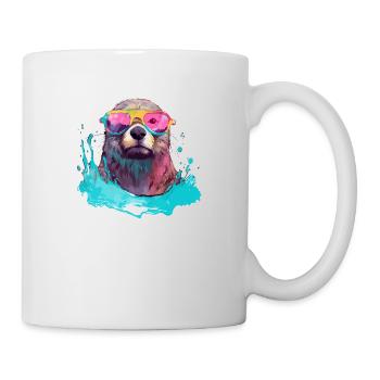 Nini der bebrillte Otter - Tasse - Weiß - Rechts