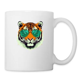 Tim le tigre à lunettes - Mug blanc - blanc - Droite