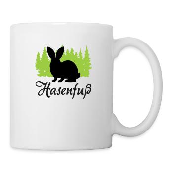 "Hasenfuß: Charmant schüchtern" - Tasse - Weiß - Rechts