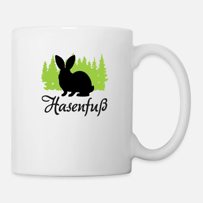 "Hasenfuß: Charmant schüchtern" - Tasse - Weiß