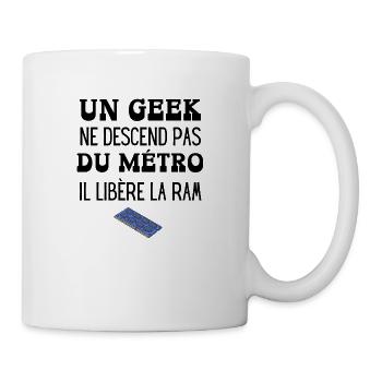 un geek ne descend pas du métro - Mug blanc - blanc - Droite