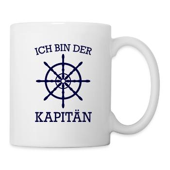 Kapitän Segeln Boot Segelschiff spruch Steuerrad - Tasse - Weiß - Rechts
