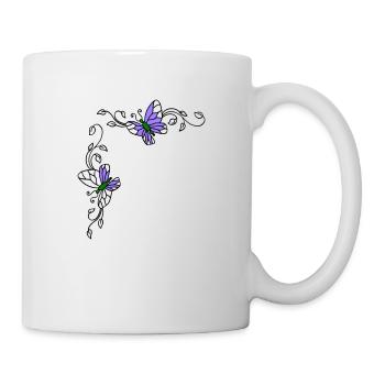 Papillons avec vrilles florales - Mug blanc - blanc - Droite