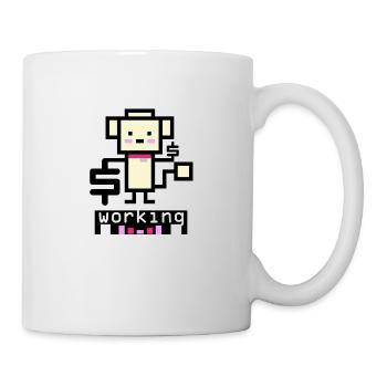 Caniche travaillant - Mug blanc - blanc - Droite
