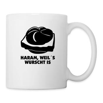 Leberkäse - haram, weil es wurscht/Wurscht ist - Tasse - Weiß - Rechts