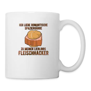 ich liebe Spaziergänge zu meinem Fleischhacker - Tasse - Weiß - Rechts