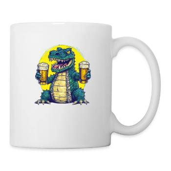 Crocodile cool avec de la bière - Mug blanc - blanc - Droite