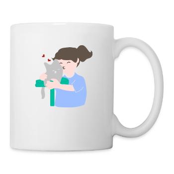 Woman kissing her cute cat - Mug - white - Right