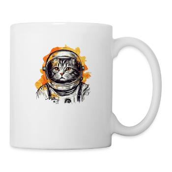 Space Cat Vintage Drawing - Mug - white - Right