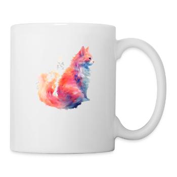 Rainbow Aqua Buntes Katzen-Design-Print-Shirt - Tasse - Weiß - Rechts