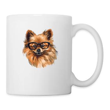 Pomeranian Zwergspitz Zeichnung - Tasse - Weiß - Rechts