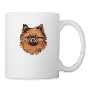 Pomeranian Zwergspitz Zeichnung - Tasse - Weiß - Rechts