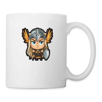 Ingrid, die Beschützerin: Cartoon-Walküre Ingrid - Tasse - Weiß - Rechts