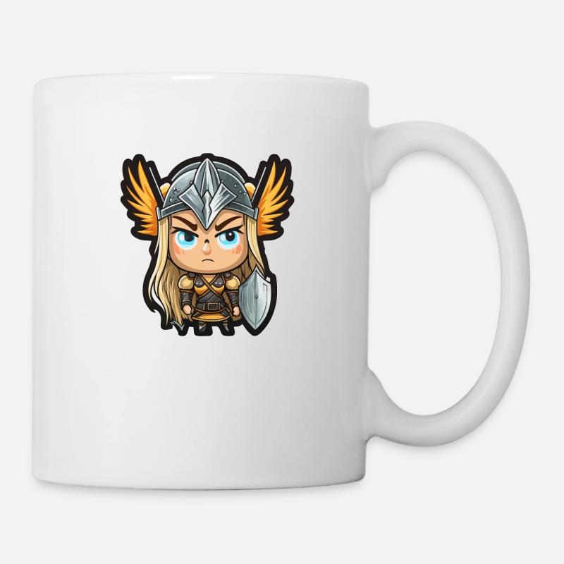 Ingrid, la protectrice: Cartoon Valkyrie Ingrid - Mug blanc - blanc
