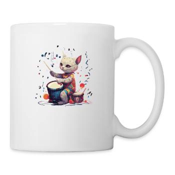 Katze Schlagzeuger Musik Schlagzeug Ägyptische Mau - Tasse - Weiß - Rechts