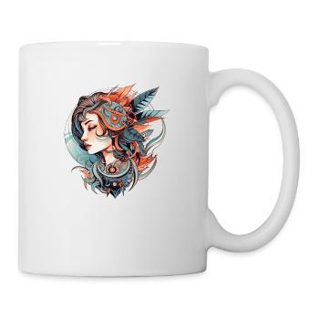 Femme Dessin de tatouage néo traditionnel - Mug blanc - blanc - Droite