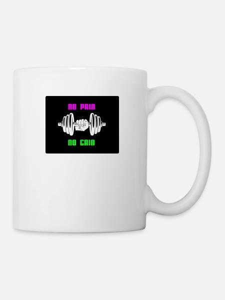 NO PAIN NO GAIN pink blau - Tasse - Weiß