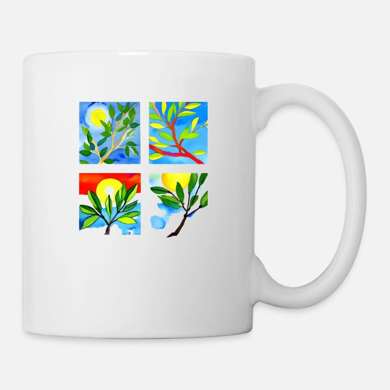Lachender Olivenzweig - Nachhaltige Harmonie - Tasse - Weiß
