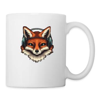 Fox with headphones - Mug - white - Right