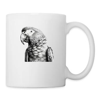 Papagei mit Bleistift - Tasse - Weiß - Rechts