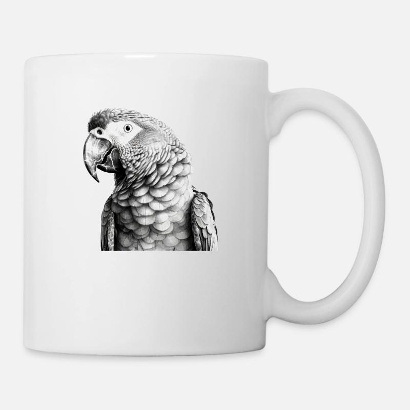 Papagei mit Bleistift - Tasse - Weiß