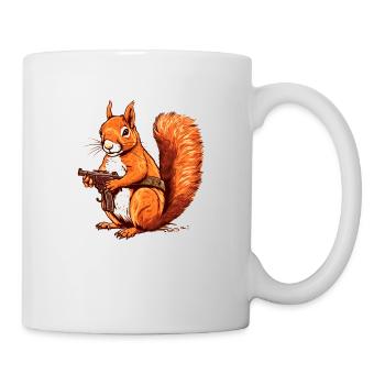 Wehrhaftes Eichhörnchen bewaffnet als Actionheld - Tasse - Weiß - Rechts