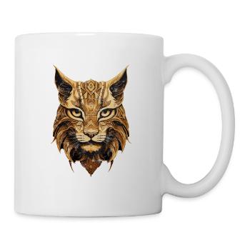 Lynx Tête Animaux Bois Motif Nature Chat Sauvage - Mug blanc - blanc - Droite