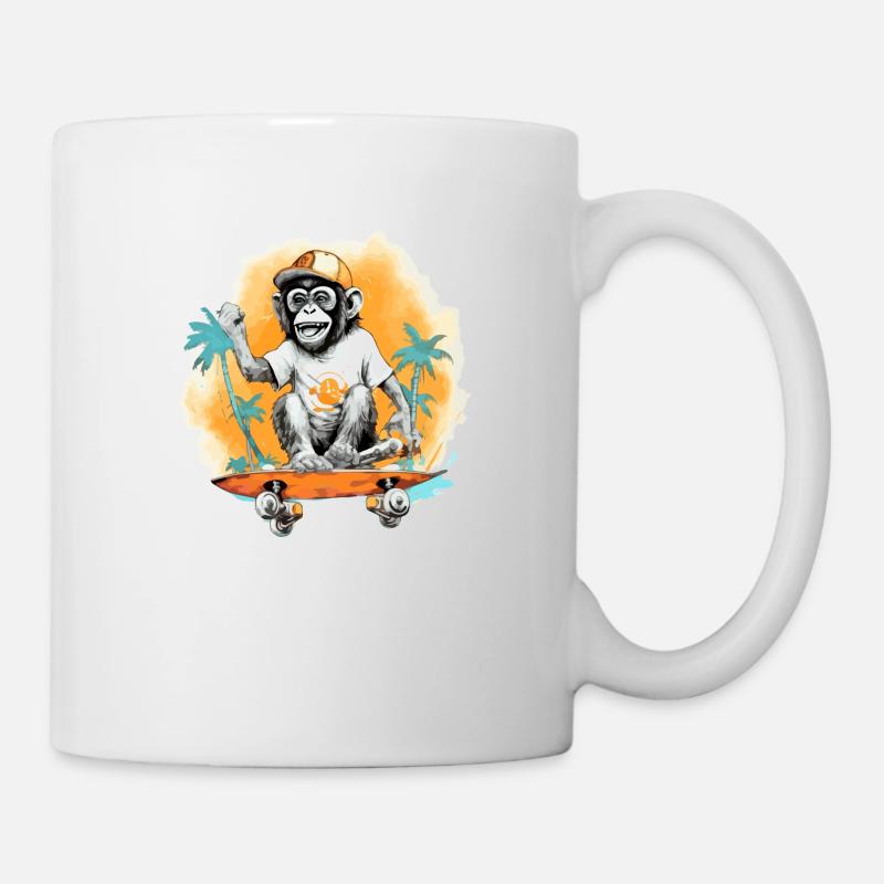 Kiki le singe skateur - Mug blanc - blanc