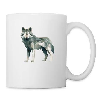 Wolf Geometrisch Zeichnung - Tasse - Weiß - Rechts