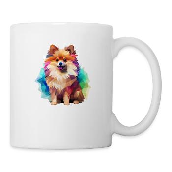 Zwergspitz Geometrisch Zeichnung - Tasse - Weiß - Rechts