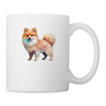 Zwergspitz Geometrisch Zeichnung - Tasse - Weiß - Rechts