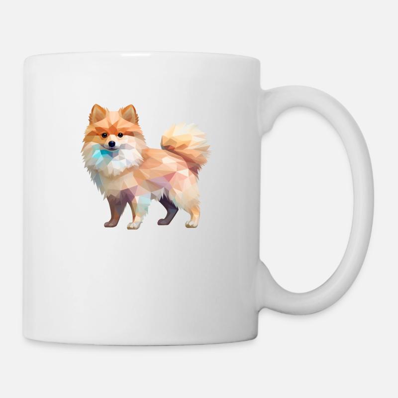Zwergspitz Geometrisch Zeichnung - Tasse - Weiß