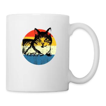Retro Vintage Cute Cat Sunset Design - Mug - white - Right